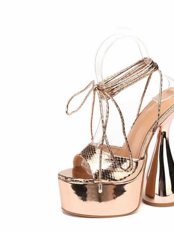 Brand Open Toe Platform High Heels Sandals Ankle Strappy Party Dress Clubwear Fashion Summer Wedding Solid Shoes Woman