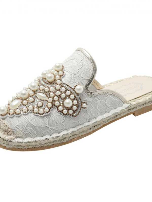 New Woman's Pearl Fashion Women's Slippers Loafers Ladies Ethnic Flats Round Toe Female Slides Comfortable Women's Walking Shoes