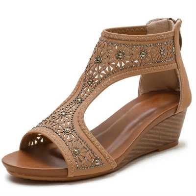 Women Comfortable Wedges Sandals Luxury High Heels Sandals For Women Fashion Lady Peep Toe Boho Shoes 2021 Summer New