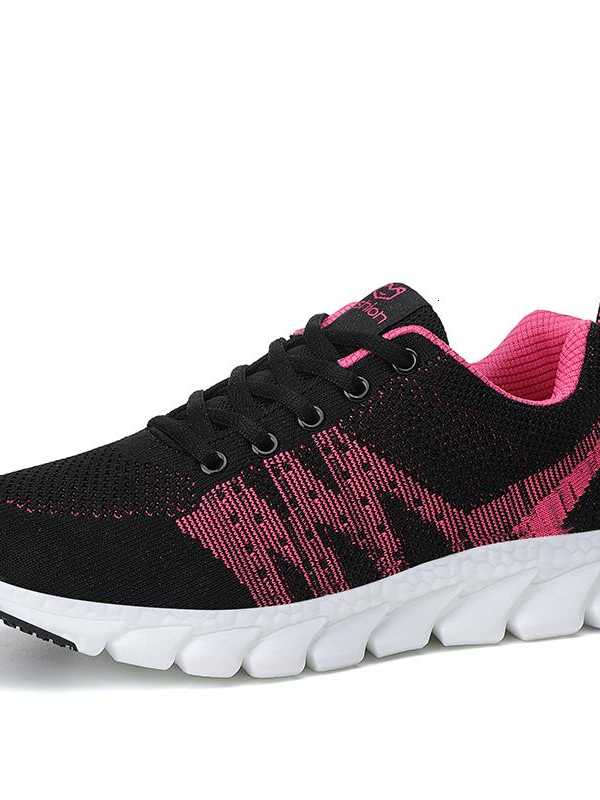 Women Flat Shoes Breathable Mesh Sneakers Lace Up Tenis Basket Trainers Ladies Casual Shoes Soft Non Slip Zapatos De Mujer Black