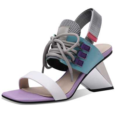 Fashion Strange Style Genuine Leather High Heels Sandals Women Summer Casual Shoes Sandales Femmes 2021 Sandalias Mujer