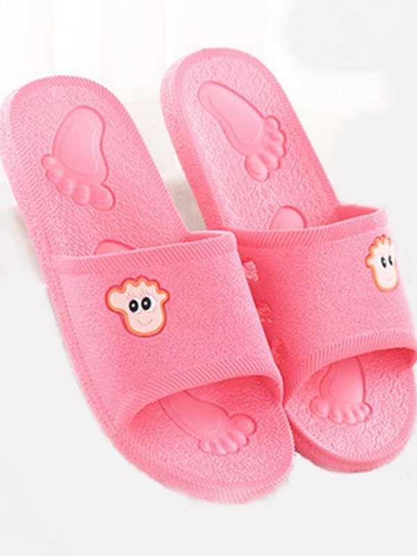Summer PVC Bathroom Slippers Home Cartoon Couple Sandal Indoor Cute Bath Non slip Sandals Female Women Shoes Outdoor Flip Flops