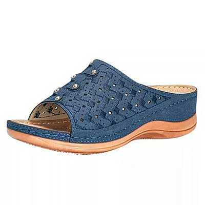 Women Summer Open Toe Thick bottom Comfy Sandals Super Soft Premium Orthopedic Low Heels Wild Walking Sandals