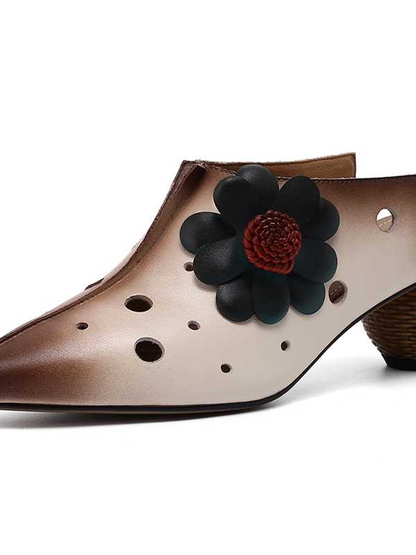 Fashion Hollow out Flower Genuine Leather High Heels Sandals Women Summer Party Shoes Ladies sandales femme 2021 Sandalias Mujer
