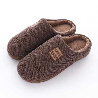 Women's slippers winter couples home indoor slippers knitted warm plus velvet new cotton ladies slippers TPR soft sole