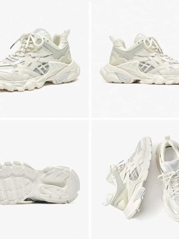 Sneakers Women Split Leather Breathable Mesh Lace Up Trendy Ladies Casual Sport Shoes Handmade 29382