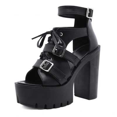 Summer New height increase women's shoes metal buckle Roman thick soled wedge sandals gladiator shoes T167 14